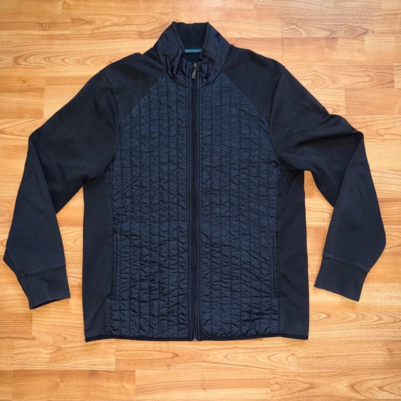 Perry Ellis Men’s Size L Full Zip Pocketed Quilted Black Used Jacket - Picture 2 of 9
